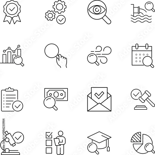 Quality inspection data analysis process icons