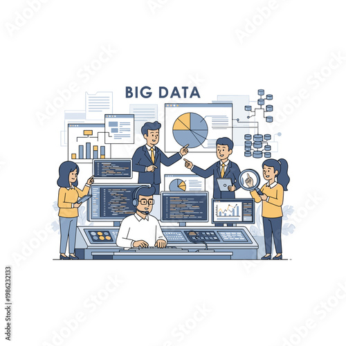team of data analysts working with big data