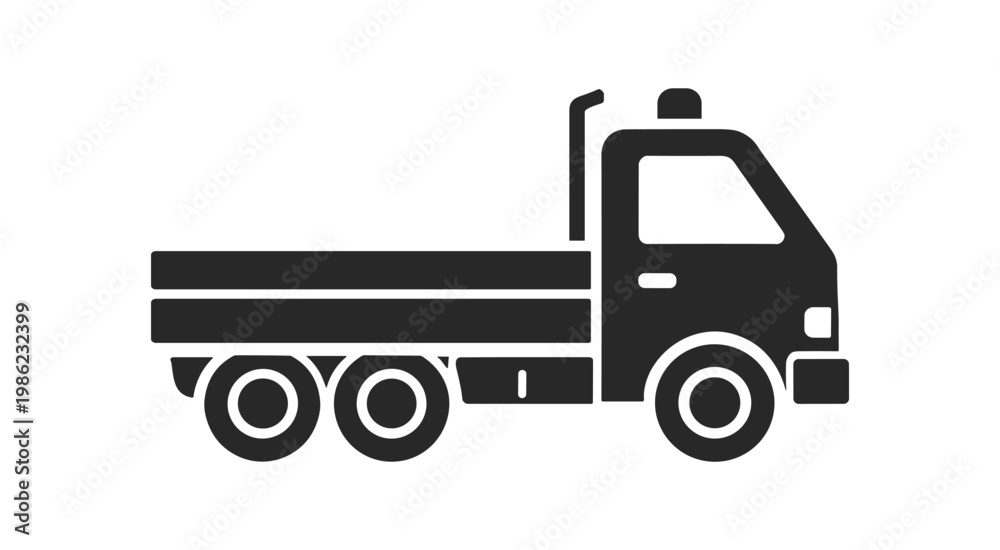 Fototapeta premium Truck carrying cargo flatbed transport solid icon on transparent background