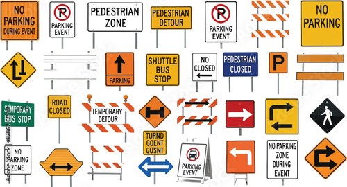 Construction signs mark temporary zones for.