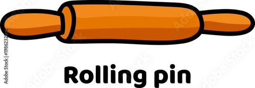 Wooden rolling pin resting on clean surface for baking preparation, perfect for kitchen blogs, cooking tutorials