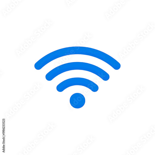 Blue Wi-Fi signal on a minimal background.