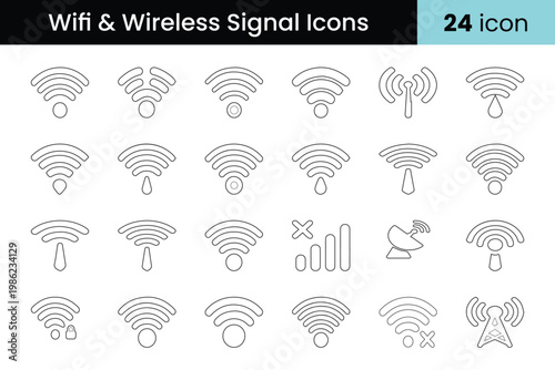 Wifi Wireless Signal Network Internet Connection Icon Set