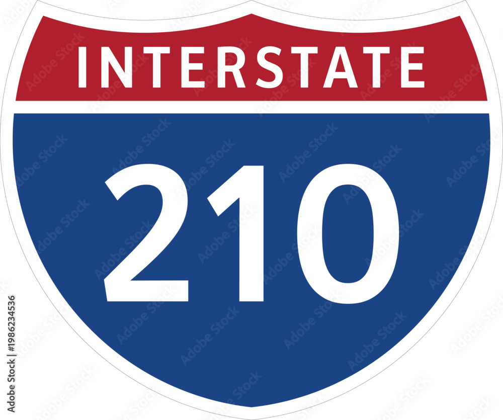 I-210 Interstate 210 Highway System Design Sign Clipart Icon Transparent Background