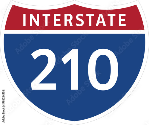 Schilderij op canvas I-210 Interstate 210 Highway System Design Sign Clipart Icon Transparent Backgro