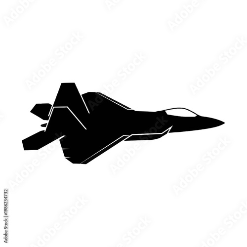 A sleek silhouette of a jet aircraft soaring through the sky.