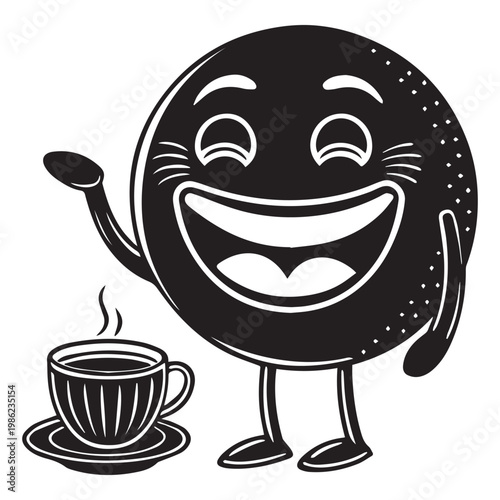 laughing emoji characters having a funny tea party