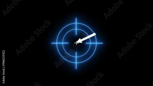 Futuristic  Neon Target HUD with White Arrow Pointer 