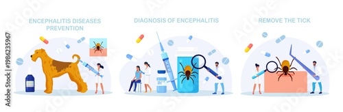 Set of Prevention of Lyme, Encephalitis Diseases. Removing Encephalitis Ticks. Parasite Carrying Disease. First Aid with Infections Transmitted by Mites. Tick attached to skin, removed with tweezers