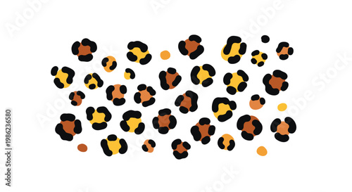 Meticulous leopard print pattern featuring irregular organic spots rests gracefully against a pristine white backdrop in warm amber and deep obsidian tones.