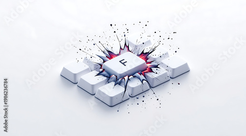 Wallpaper Mural White mechanical keyboard key with explosion graphic and paint splatter effect creating dynamic energy Torontodigital.ca