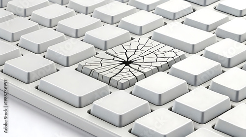 Wallpaper Mural White computer keyboard key with cracked surface concept of data failure and broken input Torontodigital.ca