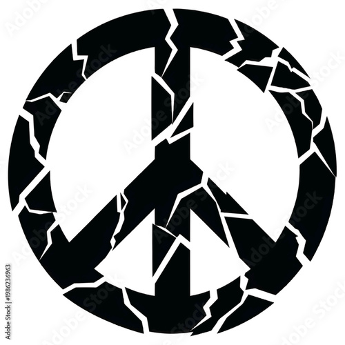 A broken peace sign, symbolic of shattered harmony and discord.