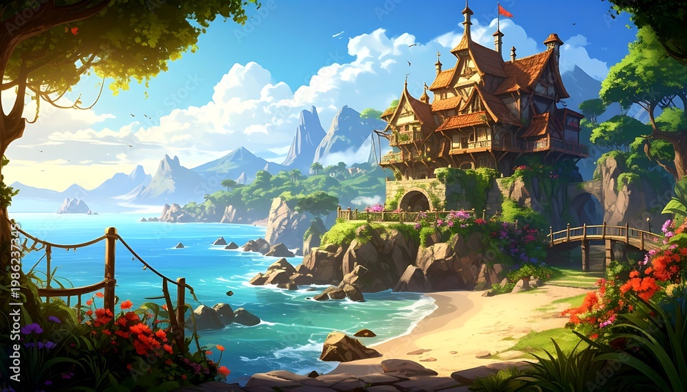 Obraz premium Coastal fantasy manor