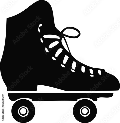 Ice Skate Silhouette, Figure Skating Boot Vector Illustration