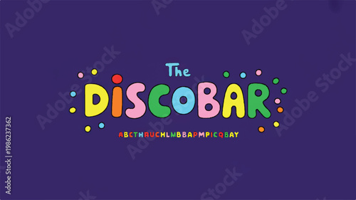Disco-themed font with bubble effects disco font neon bubbles