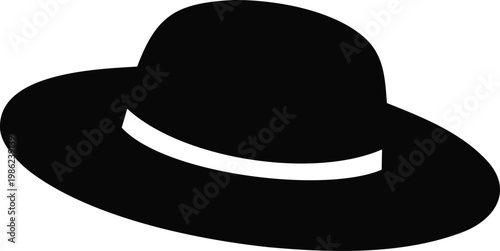 Fedora Hat Silhouette, Classic Fashion Hat Vector Illustration, Stylish Brim Hat Icon