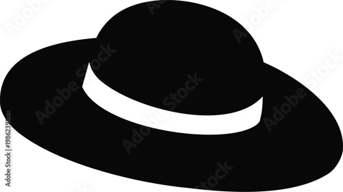 Fedora Hat Silhouette, Classic Fashion Hat Vector Illustration, Stylish Brim Hat Icon