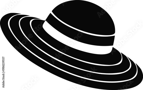 Fedora Hat Silhouette, Classic Fashion Hat Vector Illustration, Stylish Brim Hat Icon