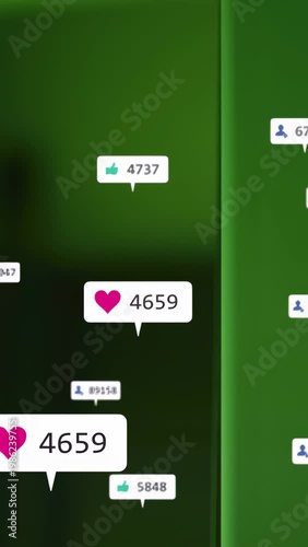 Vertical video: Heart bubble popping center-left sparking bubbles rising fading showing likes