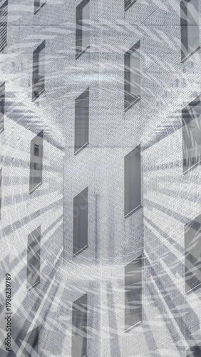 Vertical video: Brick wall staying static as vortex appearing, rays sweeping out pulsing for design