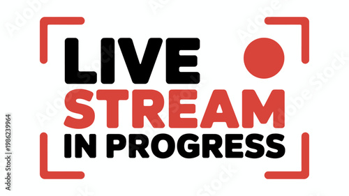 Modern live stream in progress graphic design with transparent background