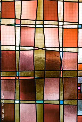 Tableau sur toile Stained glass window with colorful squares