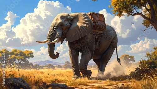 Elephant carries load
