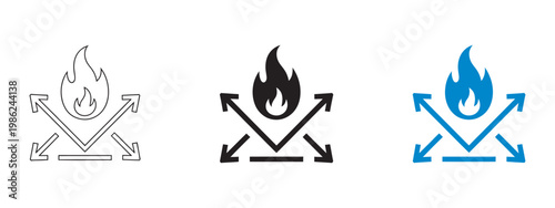 Fireproof fire resistant material icon, protection safety symbol flame heat burn hazard sign fire resistant concept shielded material vector illustration