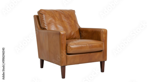 Wallpaper Mural Retro Studio Armchair in Clean Design with Warm Brown Leather Finish Torontodigital.ca