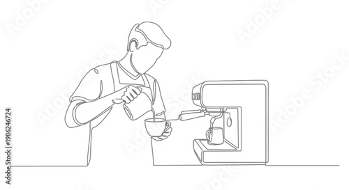 Man working with coffee machine.