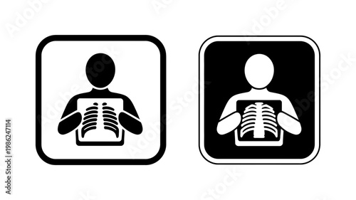 A person holding an X-ray image of their ribs is shown in two contrasting medical icons.