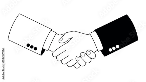 A classic depiction of two hands shaking, symbolizing agreement, partnership, and successful collaboration.