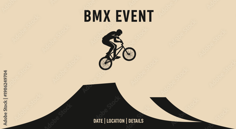 Fototapeta premium Stylish BMX Event Graphic Design Demonstrating Skillful Extreme Cycling Performance