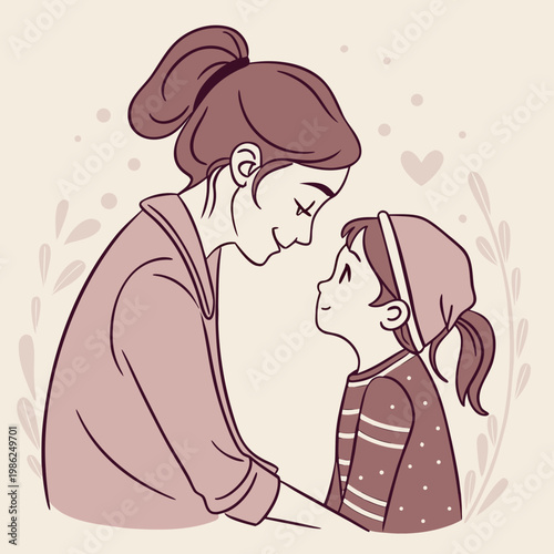 Woman comforting little girl with gentle touch.