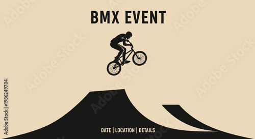 Stylish BMX Event Graphic Design Demonstrating Skillful Extreme Cycling Performance