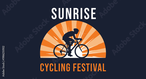 Sunrise Cycling Festival: Energetic Design Depicting Sport Event and Outdoor Activity