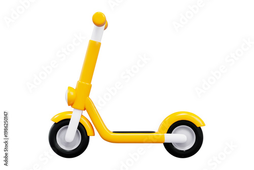 3d yellow electric kick scooter icon. Stock vector illustration on isolated background.