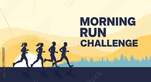 Sunrise Runners Conquer Morning Run Challenge Motivational Fitness Activity