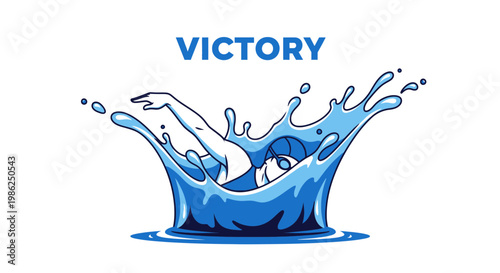 Swimming Champion Emerging From the Water, Celebrating A Victorious Triumph, Displaying Strength