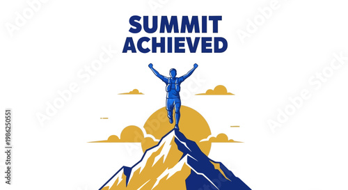 Summit Achieved Illustration Represents Success, Victory, Determination, And Reaching Goals