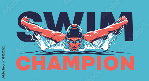 Swimming Champion in Action, Demonstrating Speed and Power in the Water