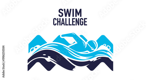 Swim Challenge Design: A Vibrant Illustration of Competitive Swimming and Water Sports
