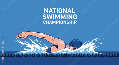 Swimming Championship Illustration Depicting A Swimmer In A Pool With Fresh And Modern Graphics