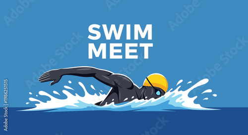 Swimming Competitions Illustration: An Energetic Depiction of Competitive Swimming Events