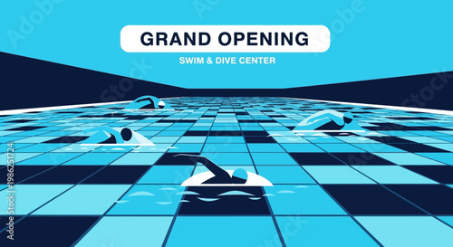 Swimming Pool Grand Opening: A Vibrant Illustration for Sports and Aquatic Events