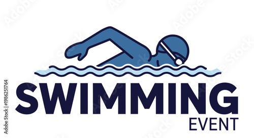 Swimming Event: A Minimalist Blue and White Graphic Illustration for Aquatic Sports
