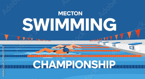 Swimming Competition Graphic Displaying Elite Athletes Competing
