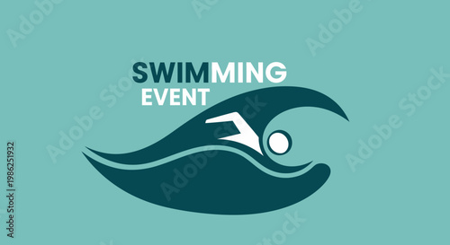 Swimming Event Logo Depicting A Swimmer In The Water, Sports Graphic Design Concept