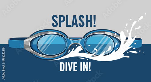 Swimming Goggles Splashing In The Water, Dive In To The Refreshing Experience